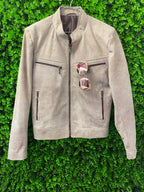 Taupe Suede Zip-Up Jacket