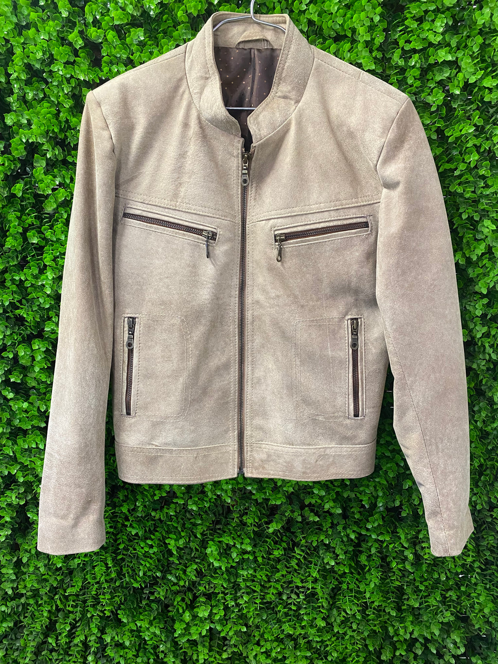 Taupe Suede Zip-Up Jacket