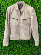 Taupe Suede Zip-Up Jacket
