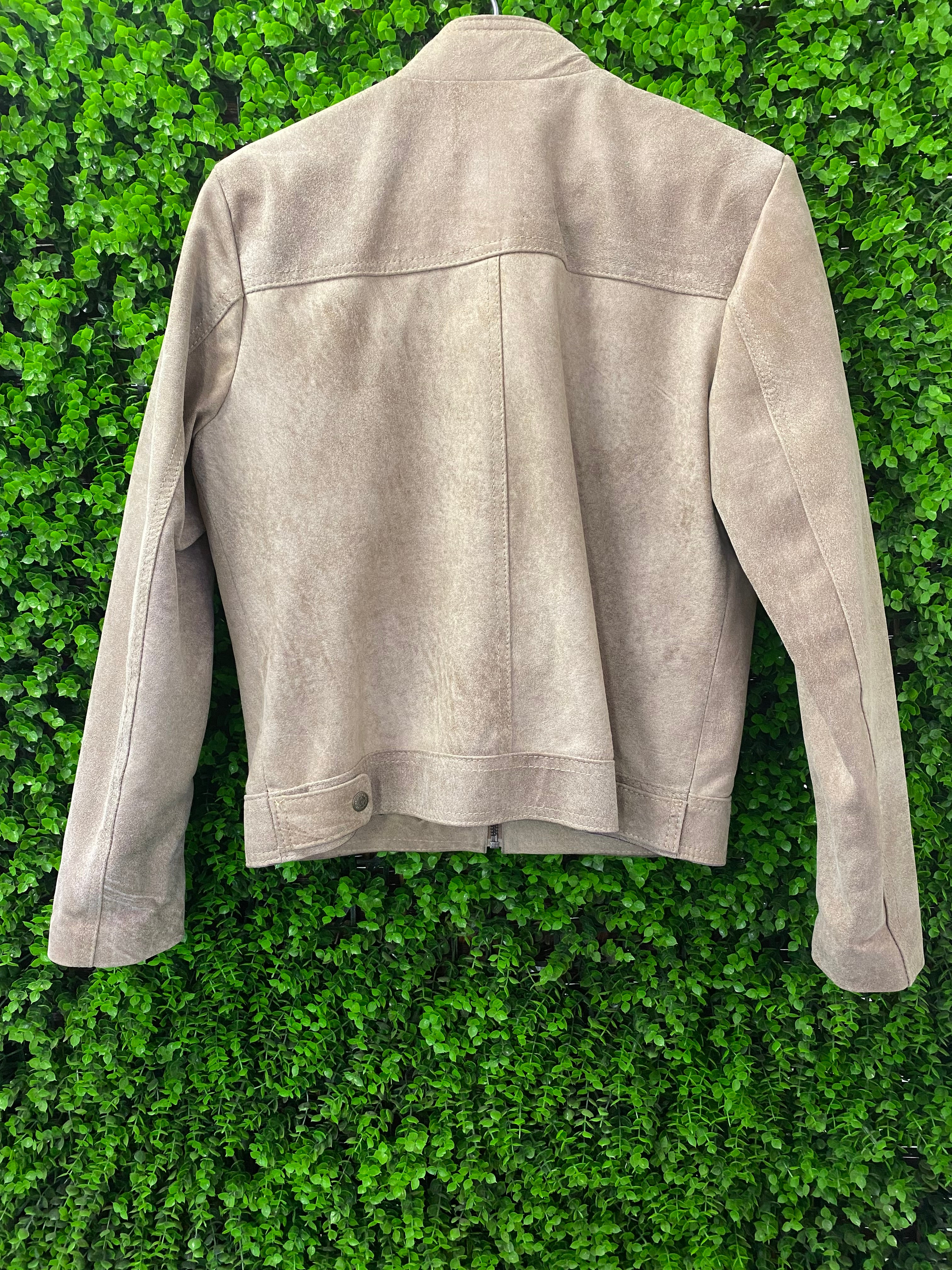 Taupe Suede Zip-Up Jacket