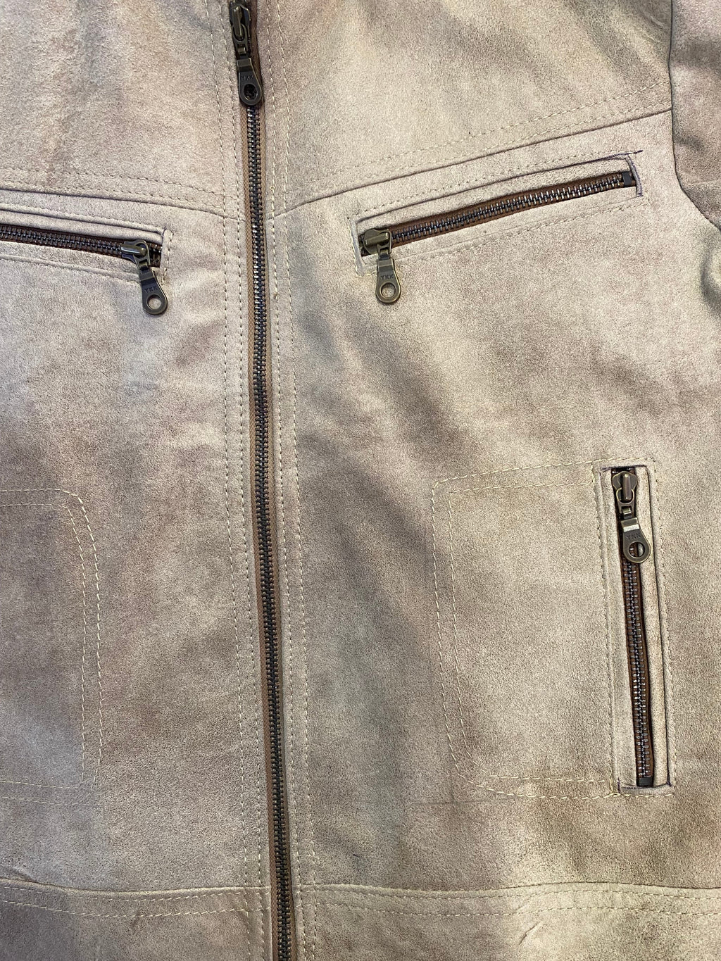 Taupe Suede Zip-Up Jacket