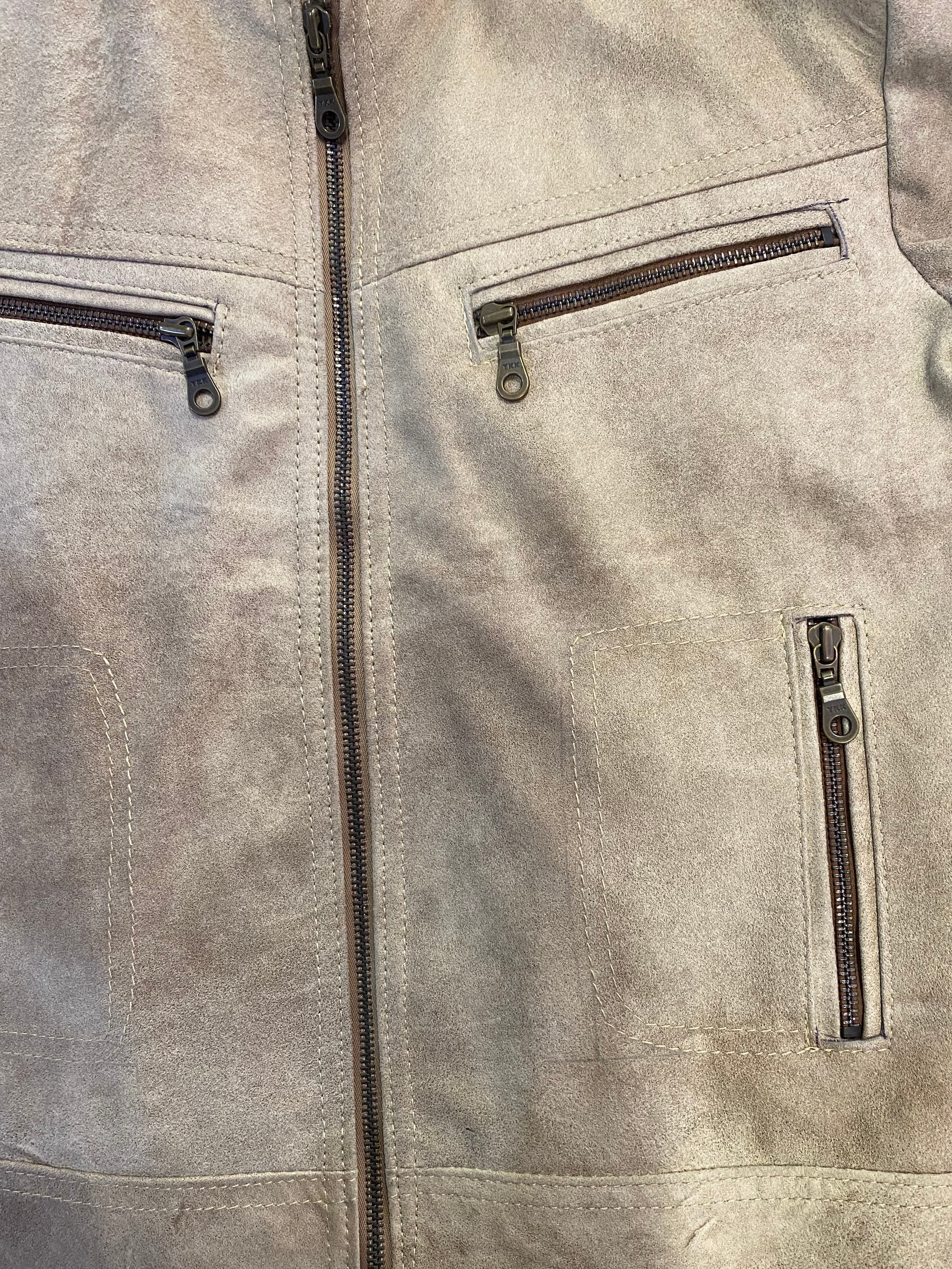 Taupe Suede Zip-Up Jacket