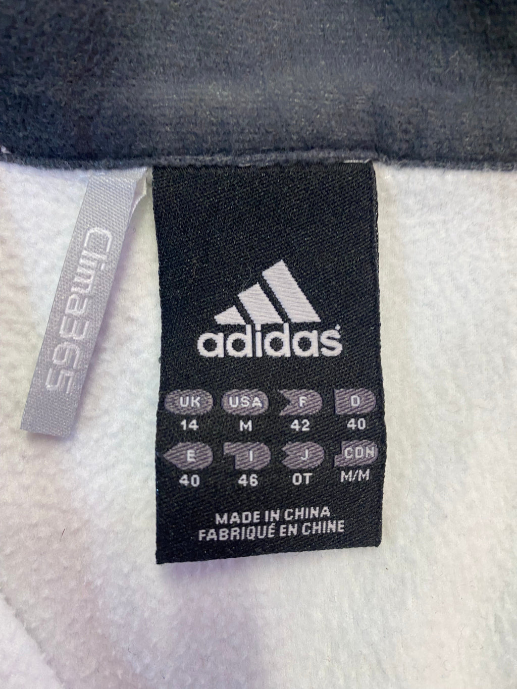 Adidas Clima365 White Fleece Zip Jacket