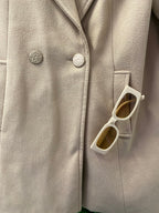 Beige Double-Breasted Wool-Blend Style Coat