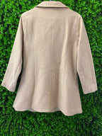 Beige Double-Breasted Wool-Blend Style Coat