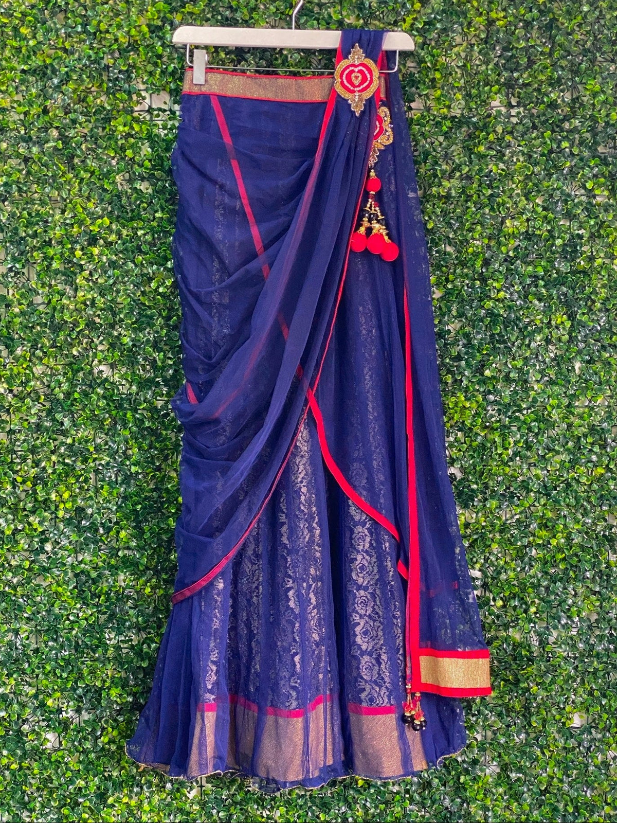 Navy Sheer Embroidered Skirt Set — 01_front