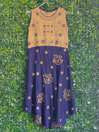 Mustard Navy Embroidered Dress — 01-front