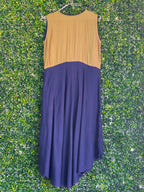 Mustard Navy Embroidered Dress — 02-back