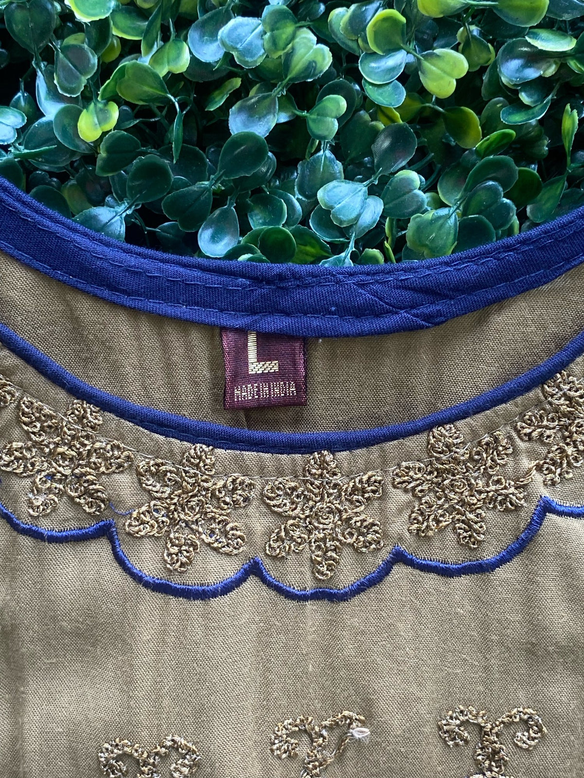 Mustard Navy Embroidered Dress — 05-size