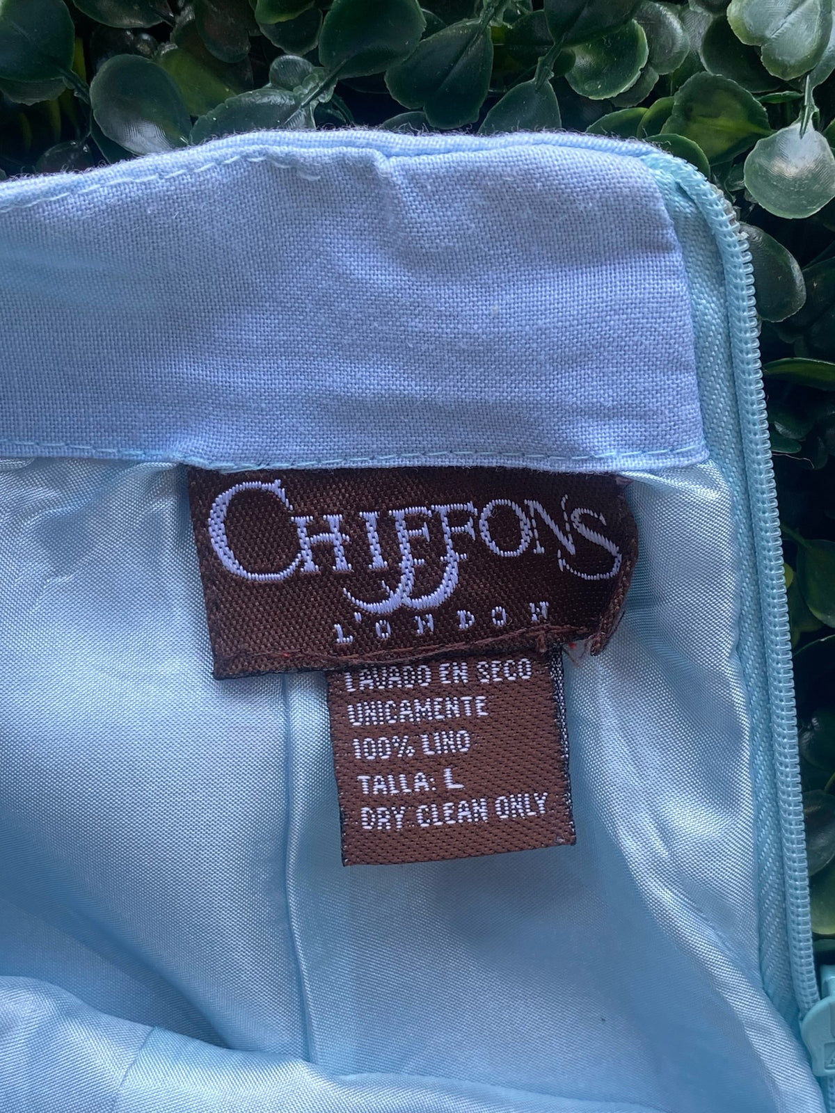 Chiffons London Mint Linen Skirt — 06-label
