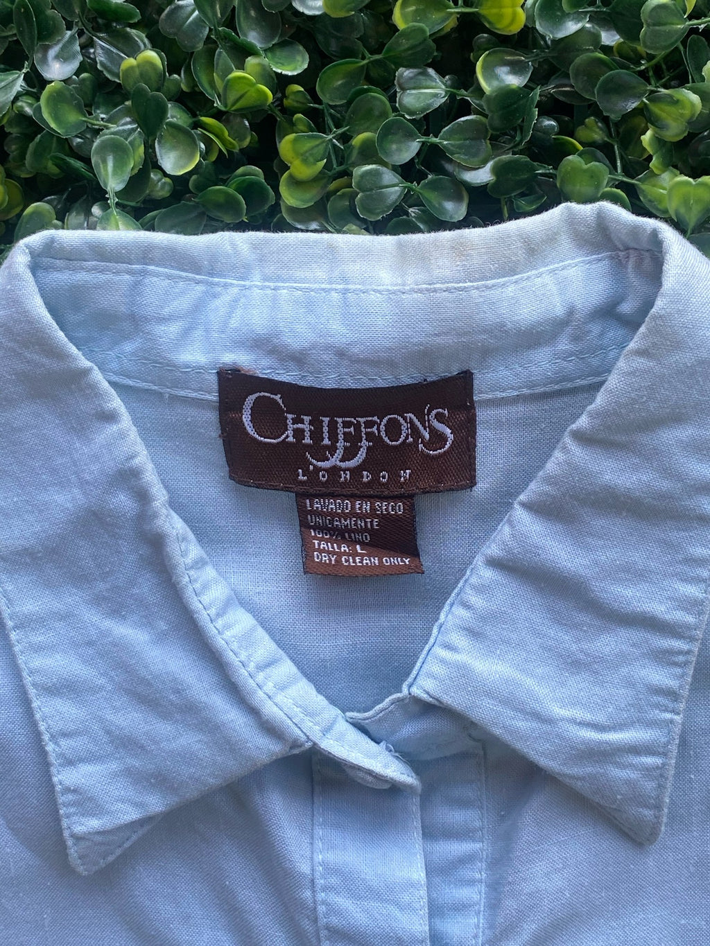 Chiffons London Mint Linen Blouse — 06-label