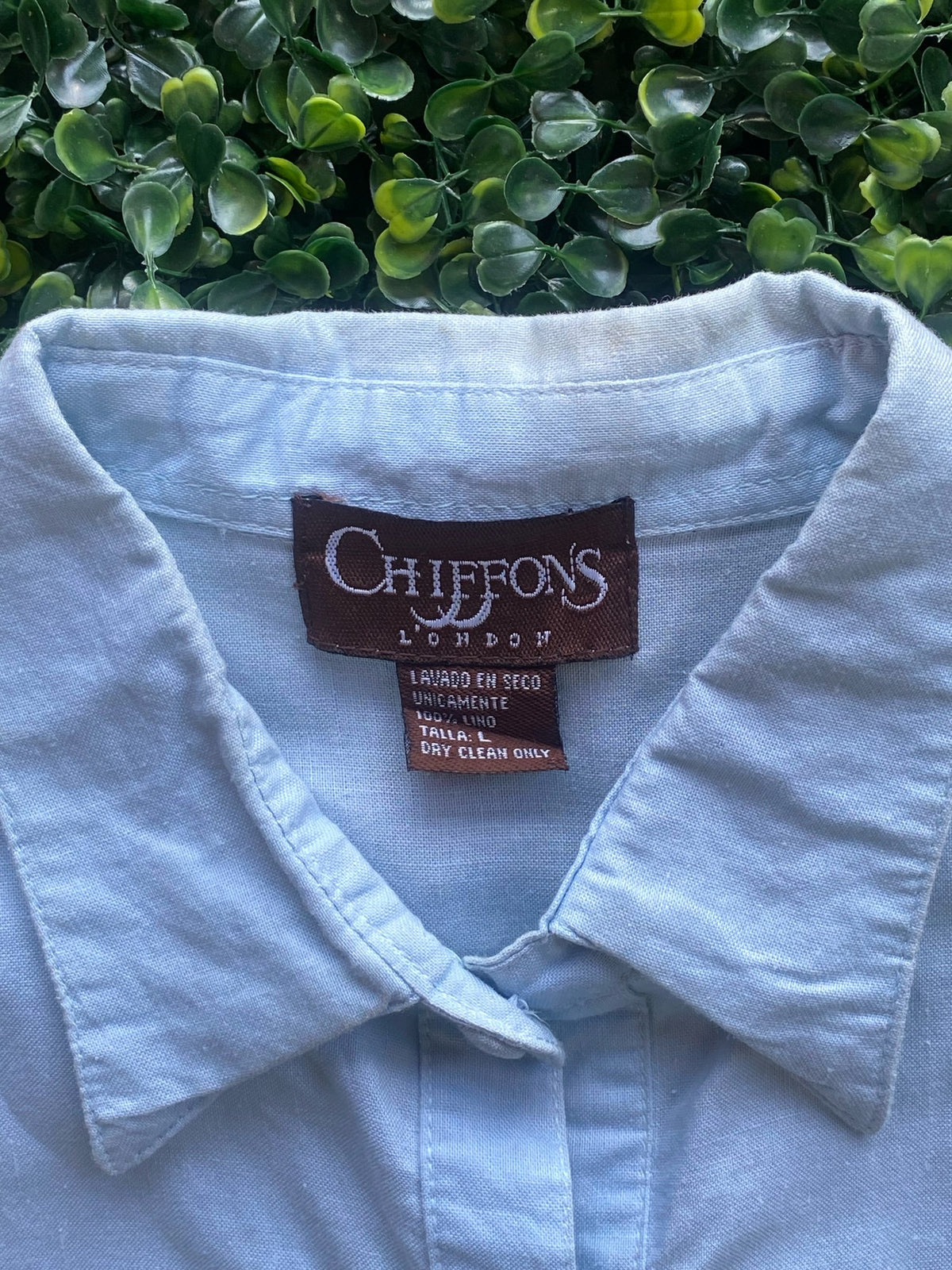 Chiffons London Mint Linen Blouse — 06-label