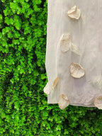Cream Petal Detail Wide-Leg Pants