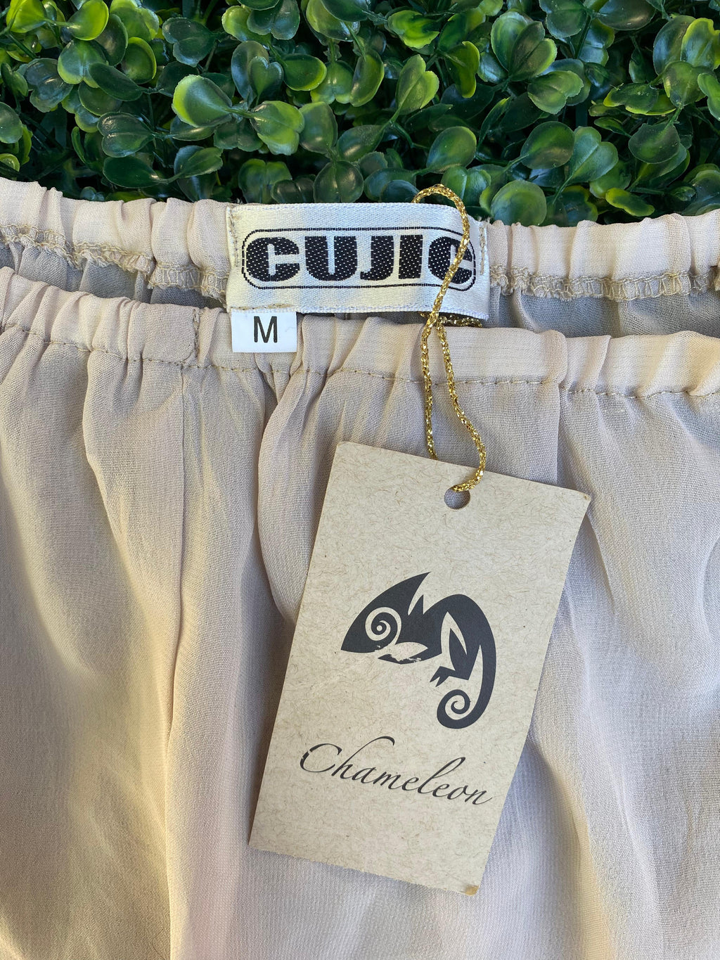 Cream Petal Detail Wide-Leg Pants