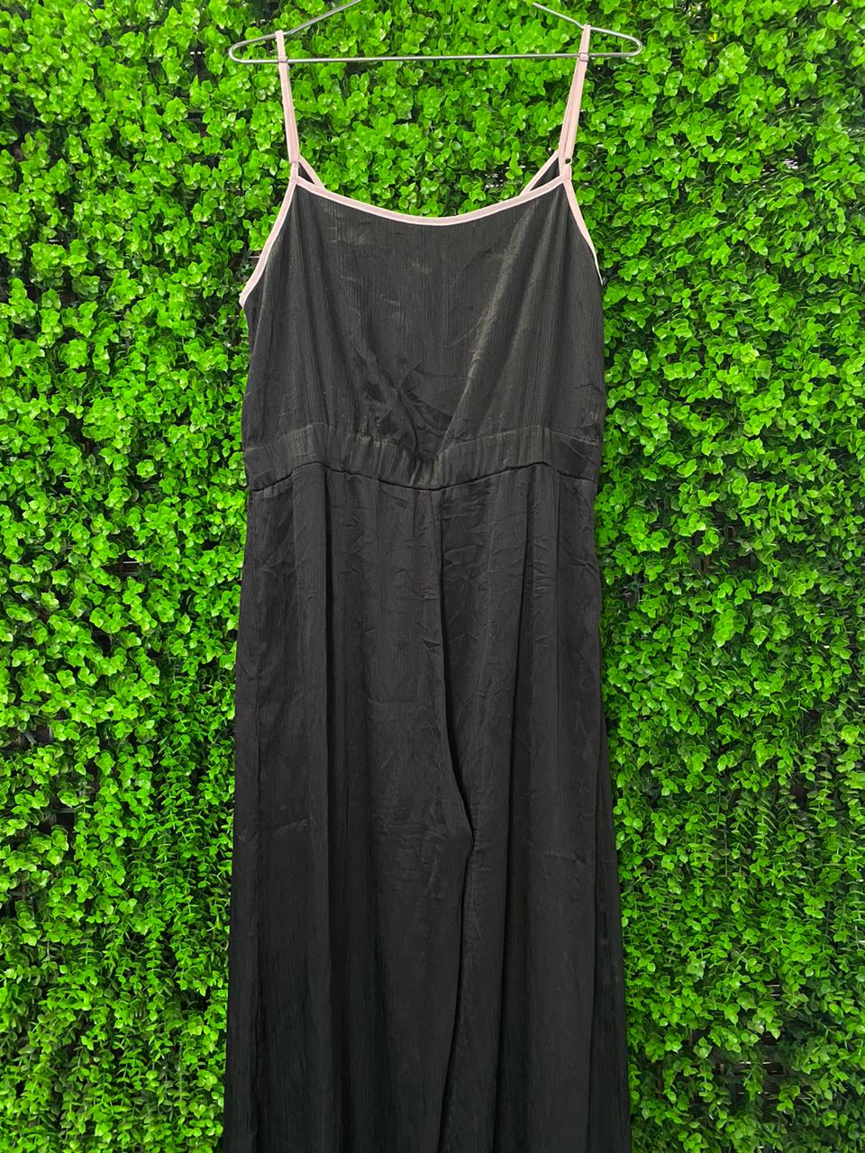 Black Wrap-Style Wide-Leg Jumpsuit
