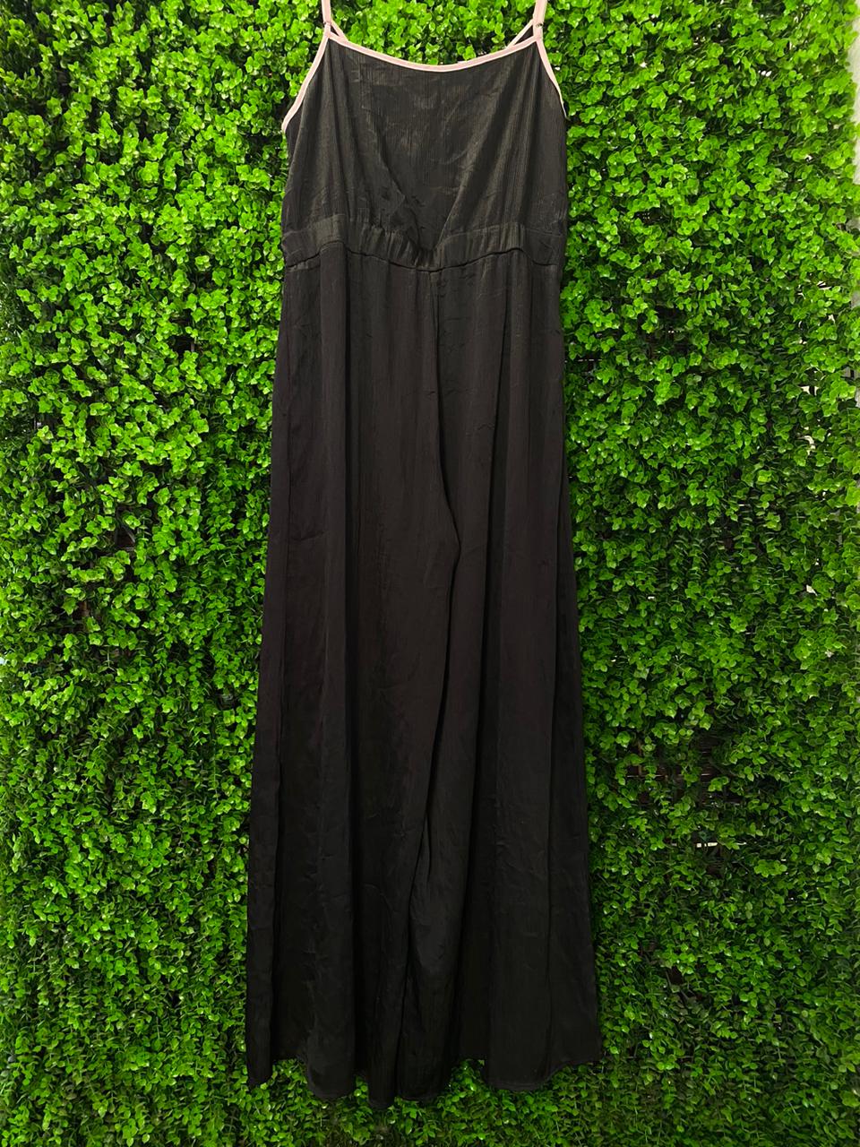 Black Wrap-Style Wide-Leg Jumpsuit