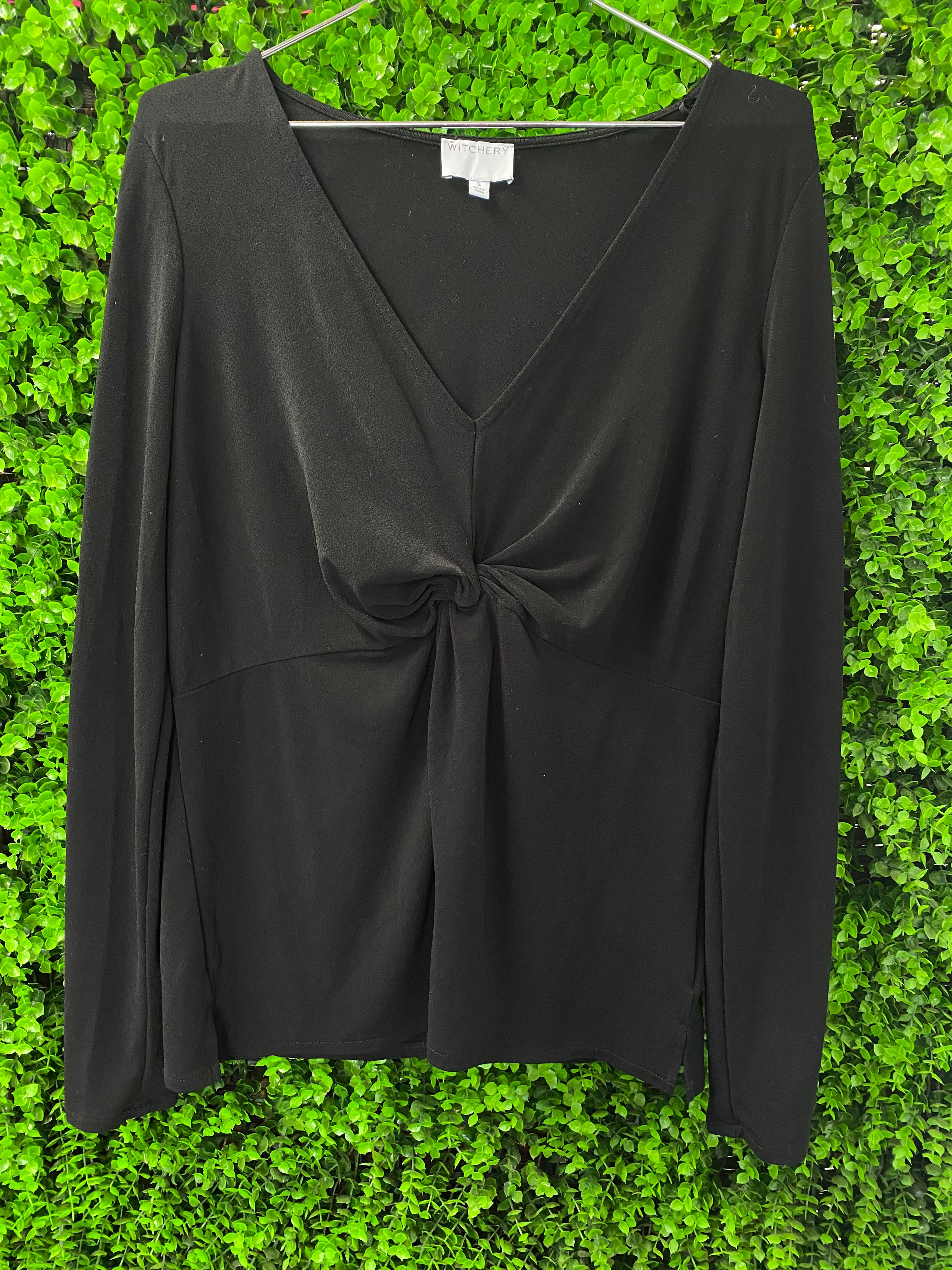 Witchery Black Twist Front Long Sleeve Top