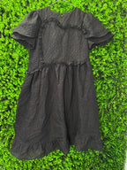 Black Textured Asymmetrical Mini Dress