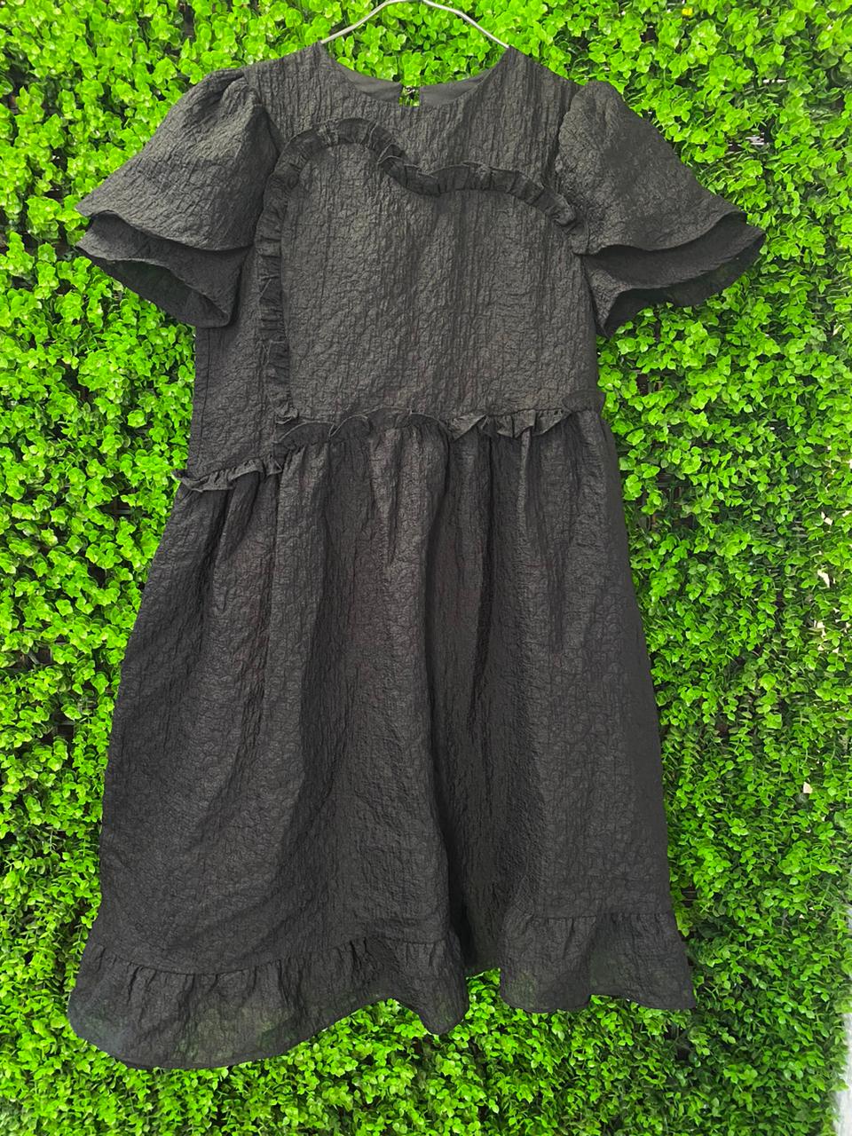 Black Textured Asymmetrical Mini Dress