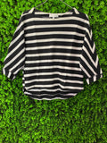 Veronika Maine Black & White Striped Knit Top