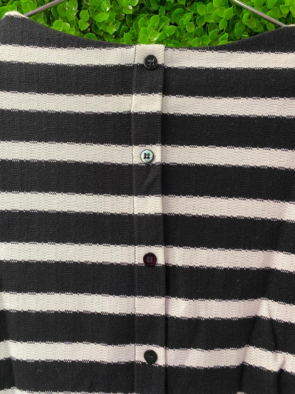Veronika Maine Black & White Striped Knit Top