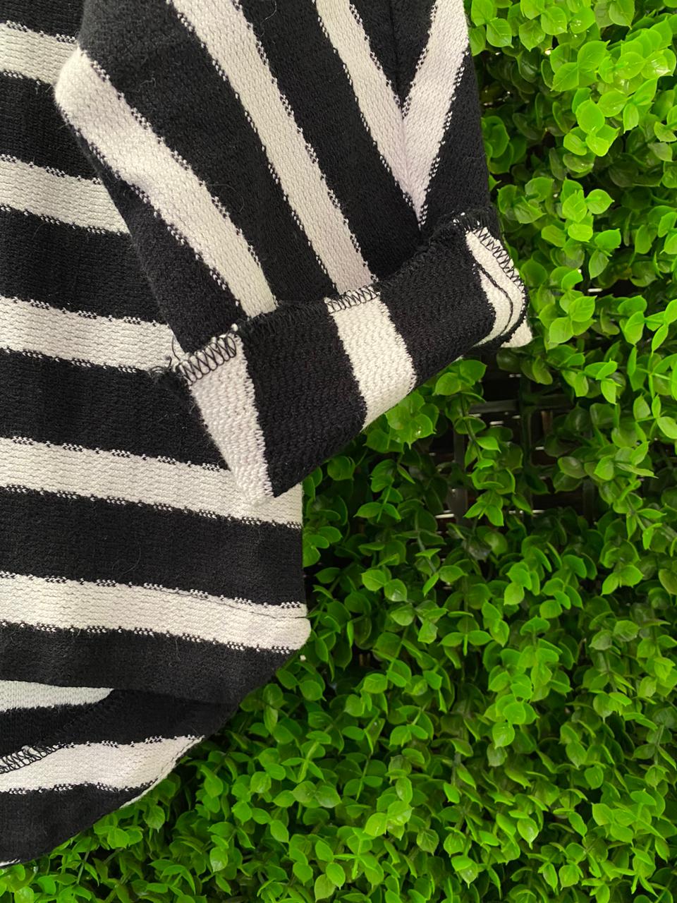 Veronika Maine Black & White Striped Knit Top