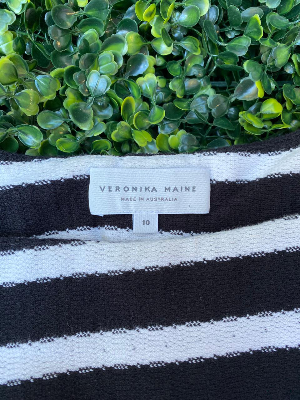 Veronika Maine Black & White Striped Knit Top