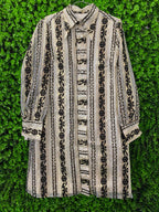 Vintage Gold & Black Baroque Stripe Shirt Dress