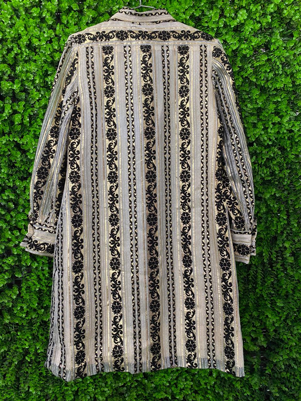 Vintage Gold & Black Baroque Stripe Shirt Dress