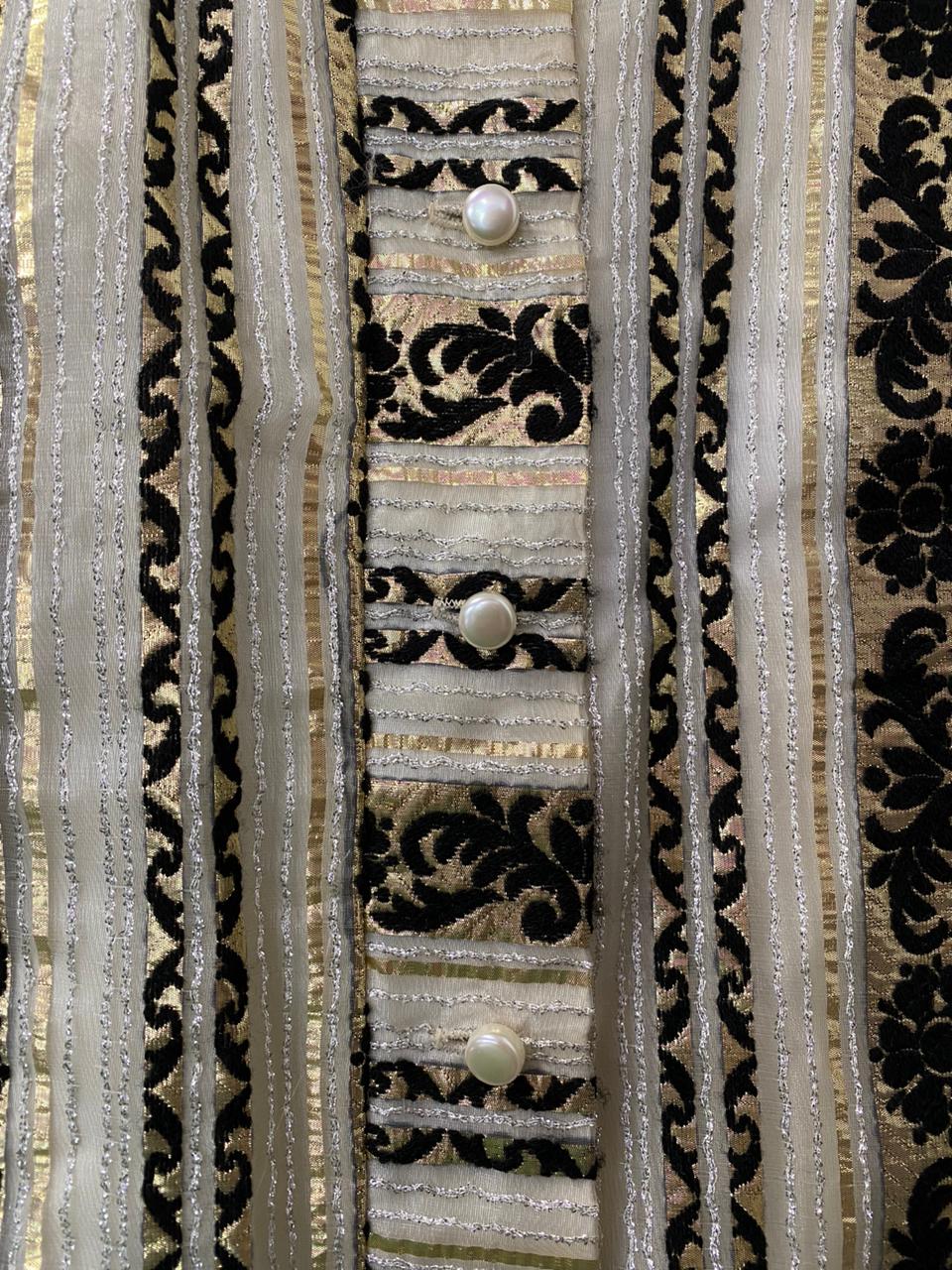 Vintage Gold & Black Baroque Stripe Shirt Dress