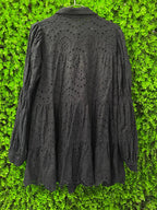 Black Broderie Tiered Shirt Dress