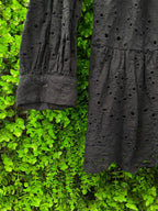 Black Broderie Tiered Shirt Dress