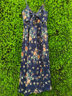 Navy Floral Strappy Midi Dress