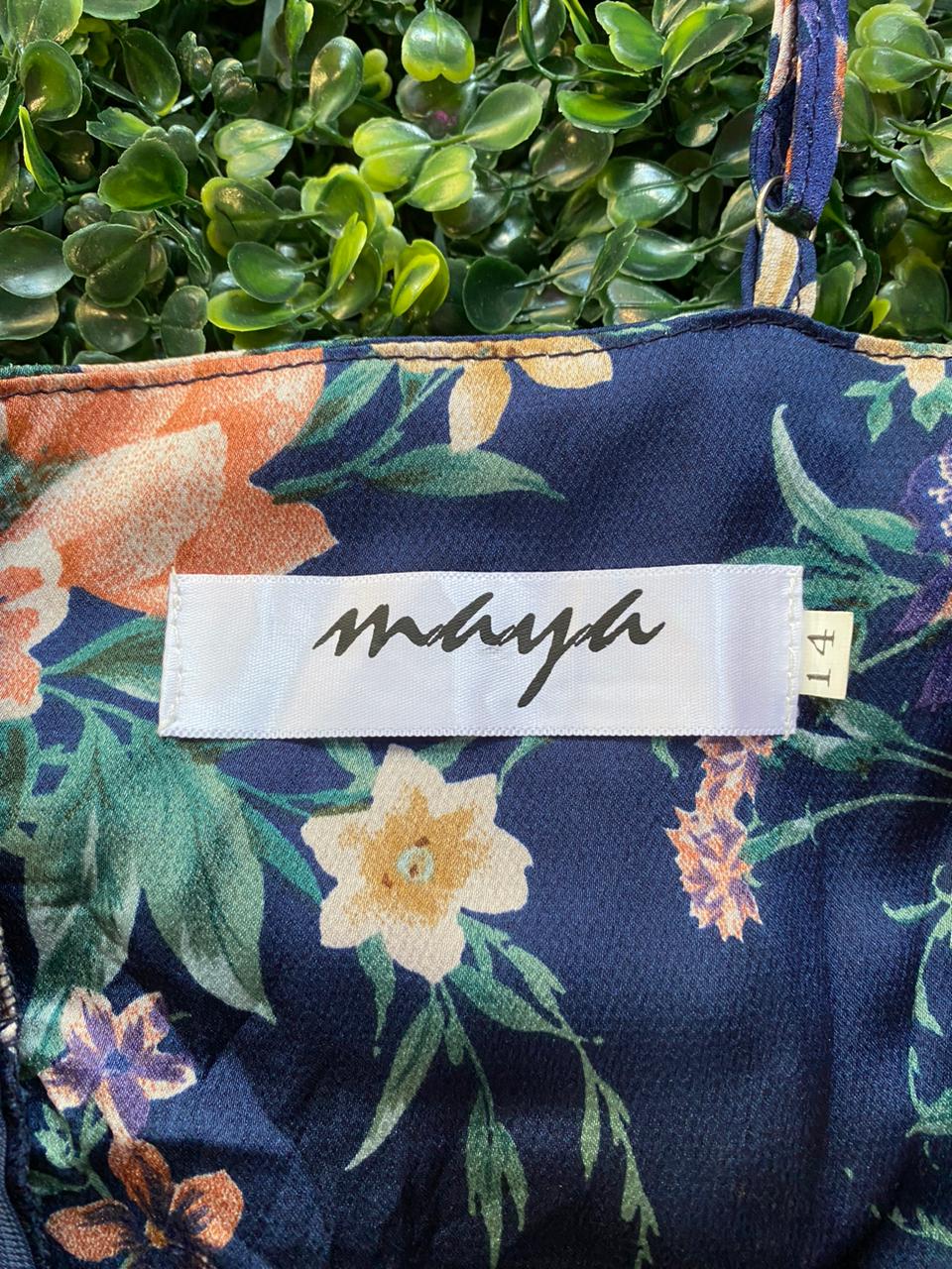 Navy Floral Strappy Midi Dress