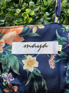 Navy Floral Strappy Midi Dress