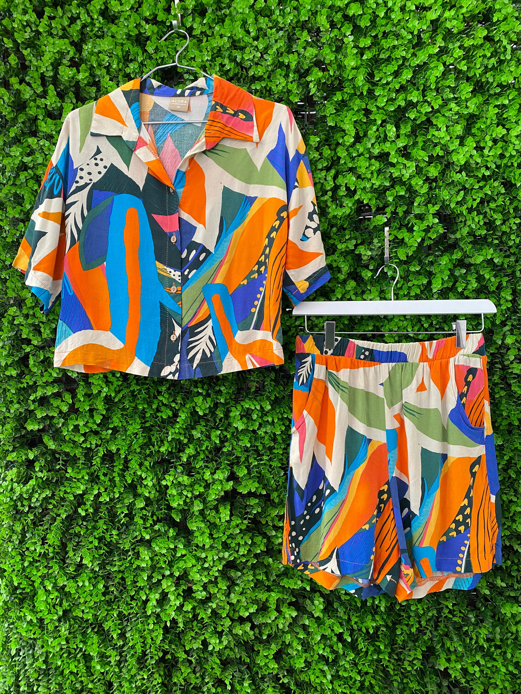 Cotton Abstract Print Two-Piece Set