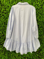 Light Blue Ruffle Hem Shirt Dress