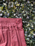 Brown Linen-Look Two-Piece Vest & Shorts Set