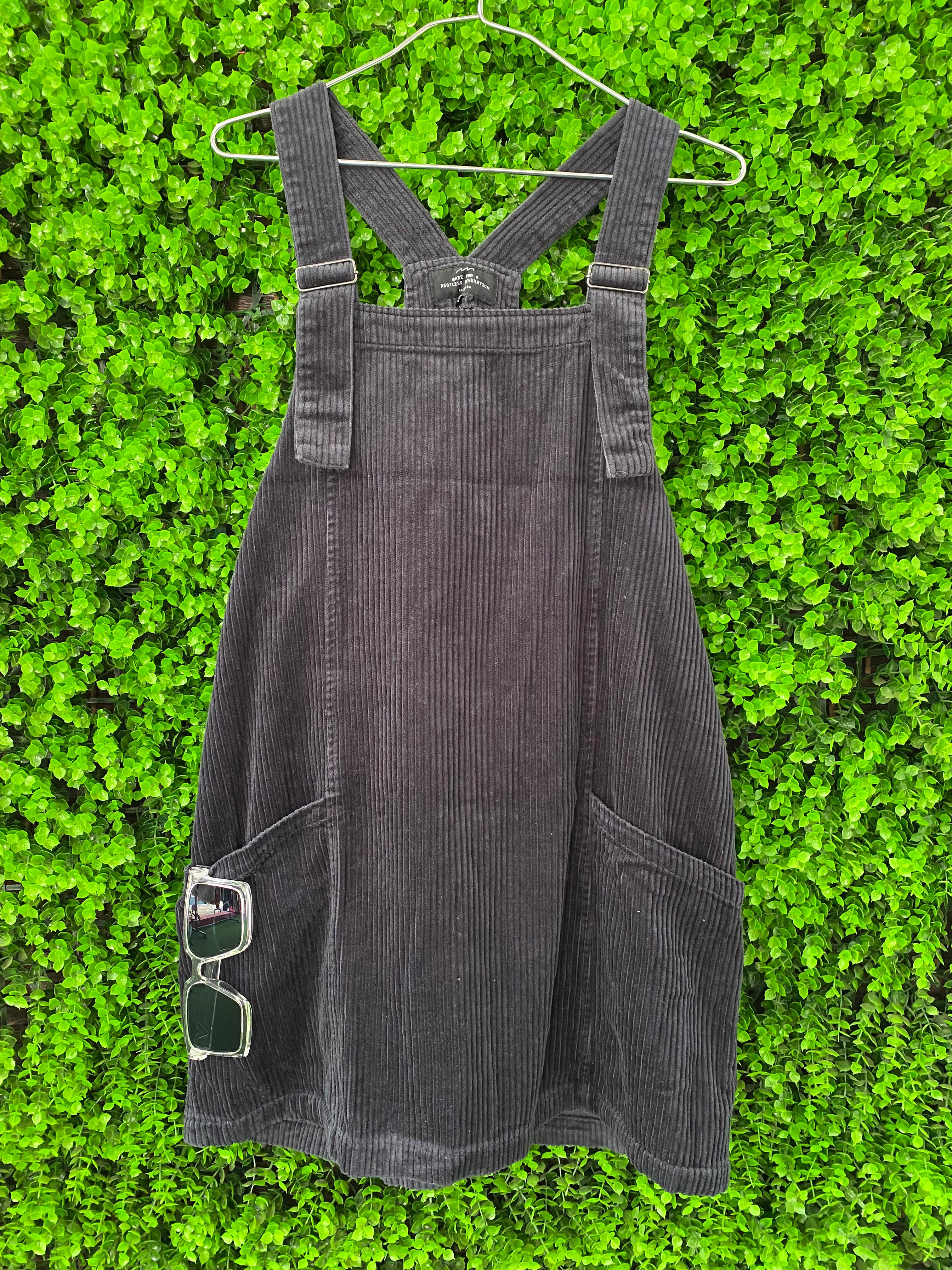 Charcoal Corduroy Pinafore Dress