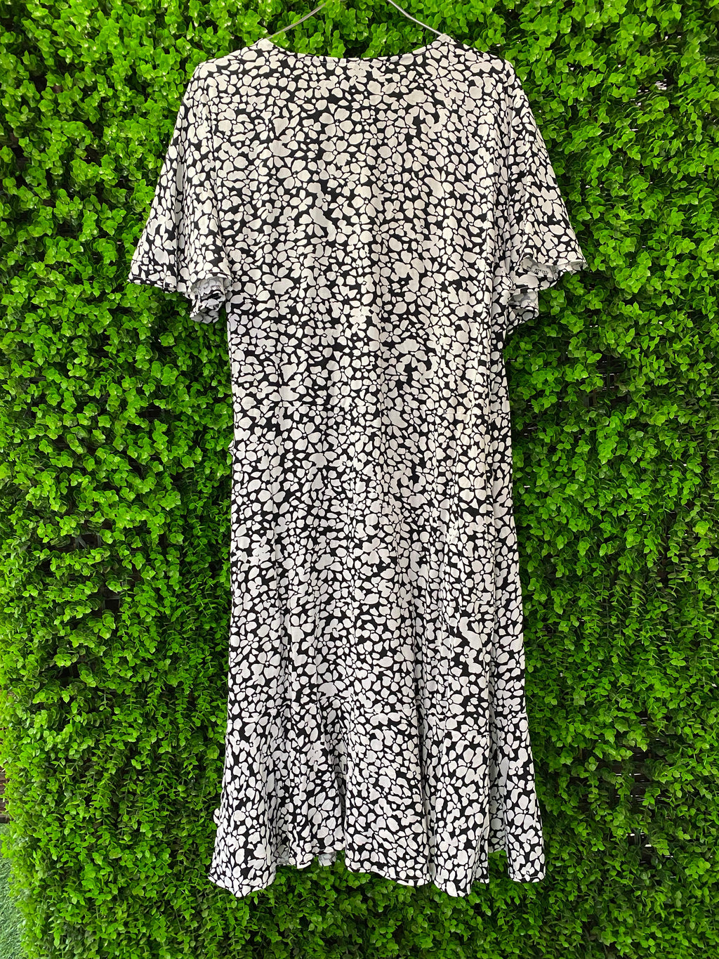 Black & White Floral Wrap Dress