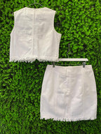 White Denim Two-Piece Vest & Mini Skirt Set