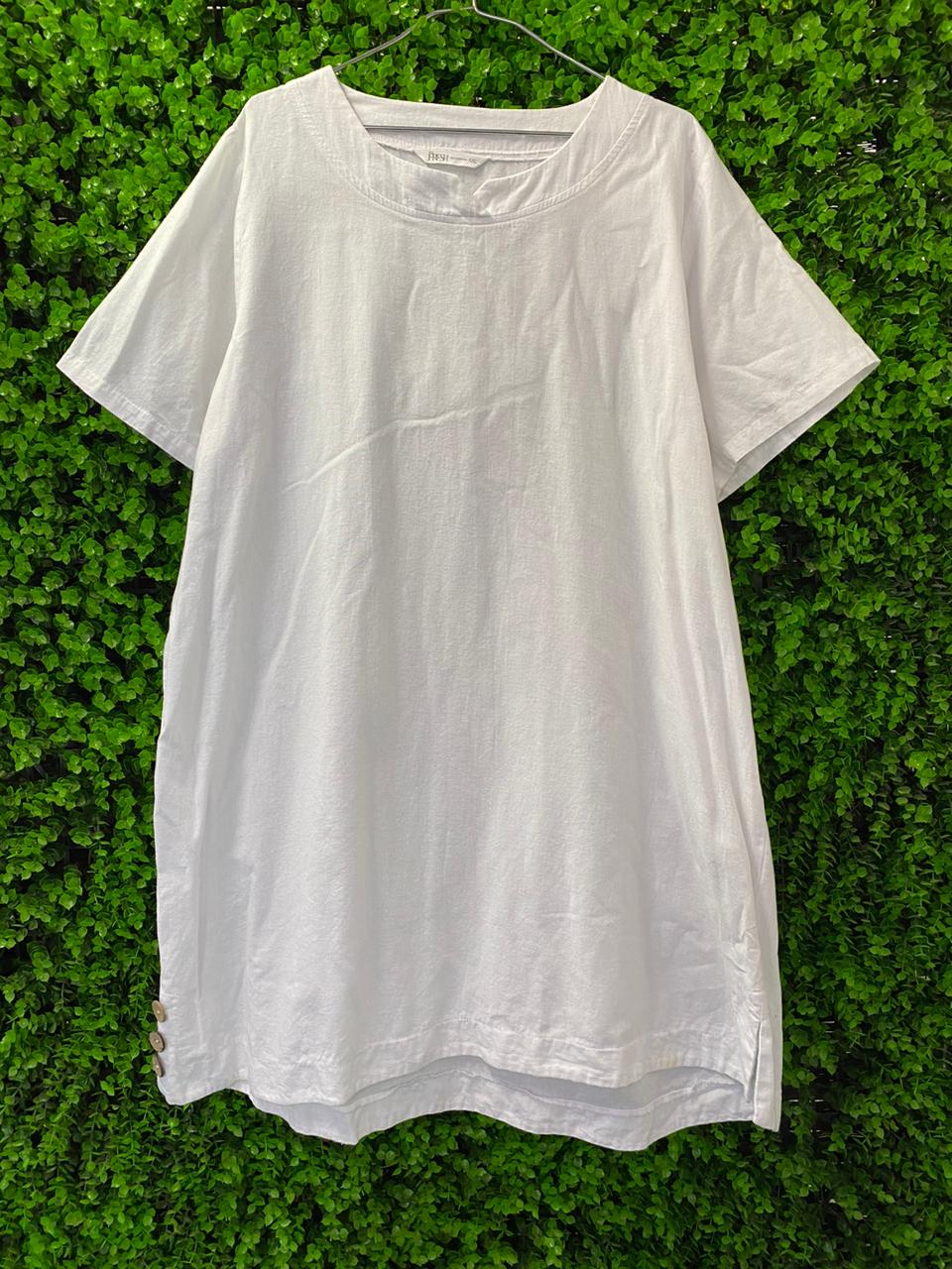 Fresh White Linen-Look Tunic Dress