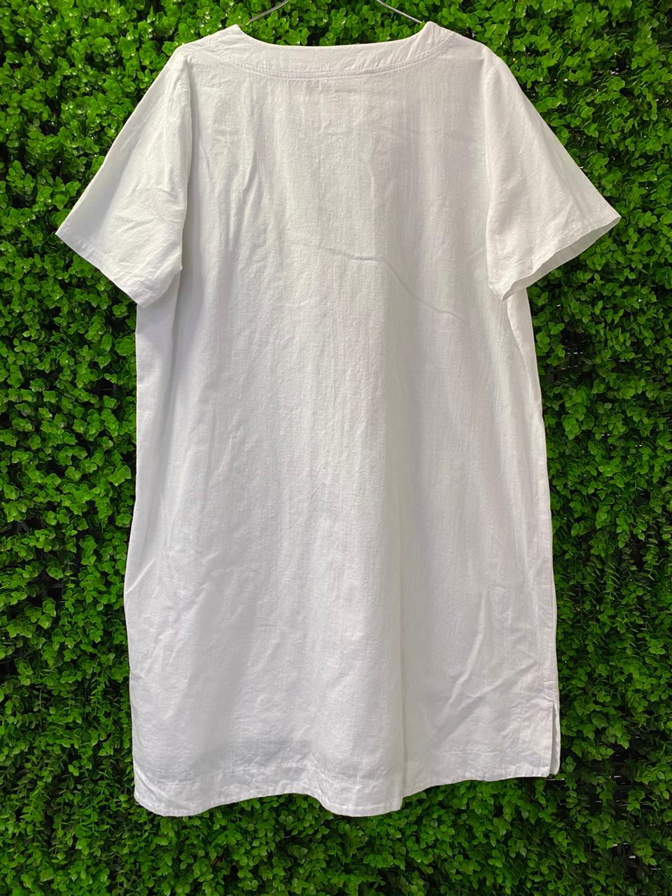 Fresh White Linen-Look Tunic Dress