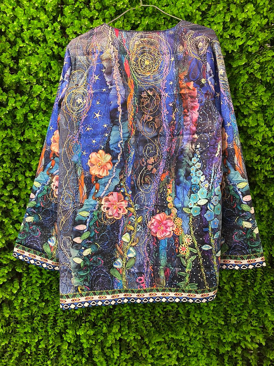 Artistic Floral Print Kimono Jacket