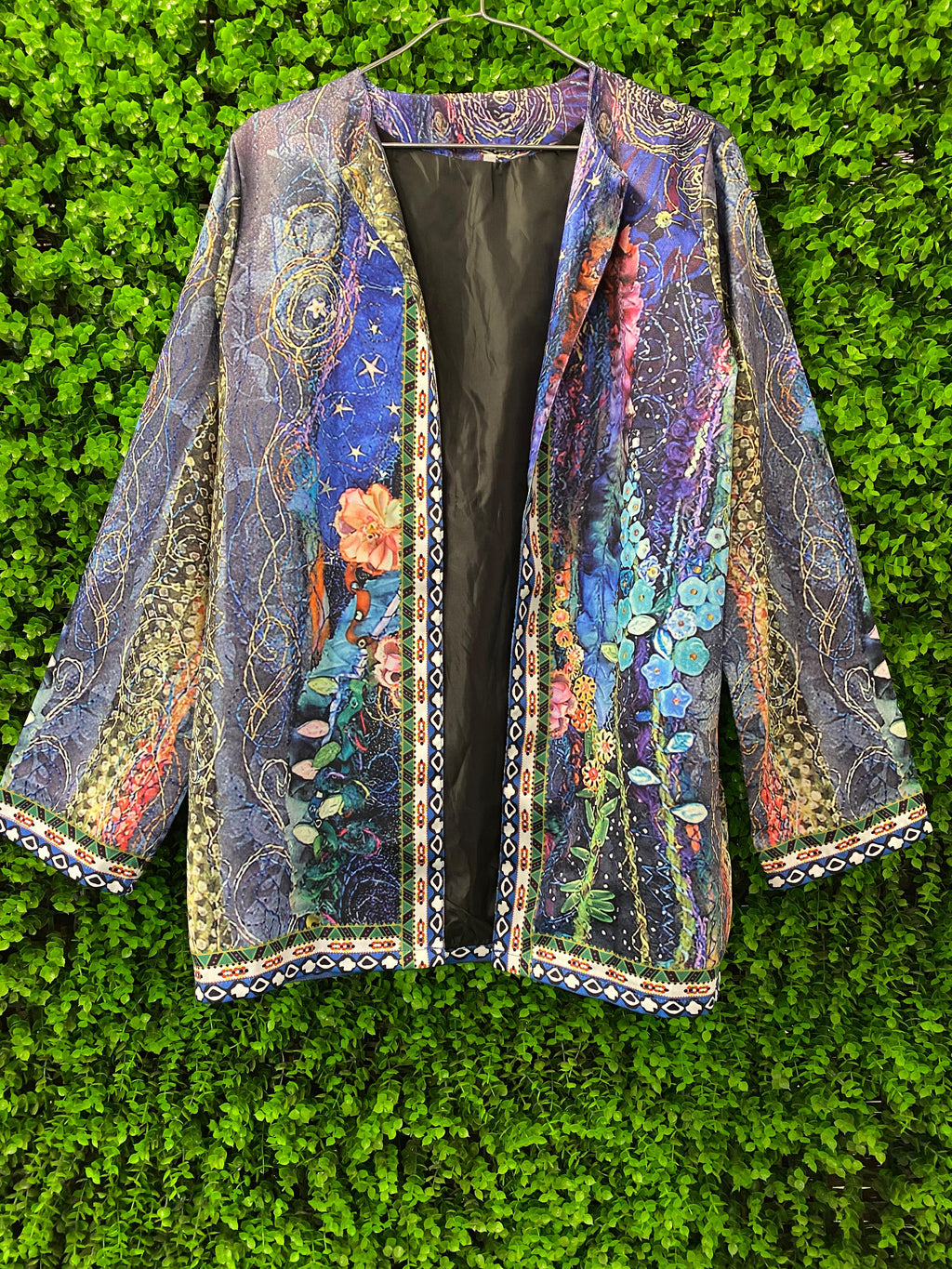 Artistic Floral Print Kimono Jacket