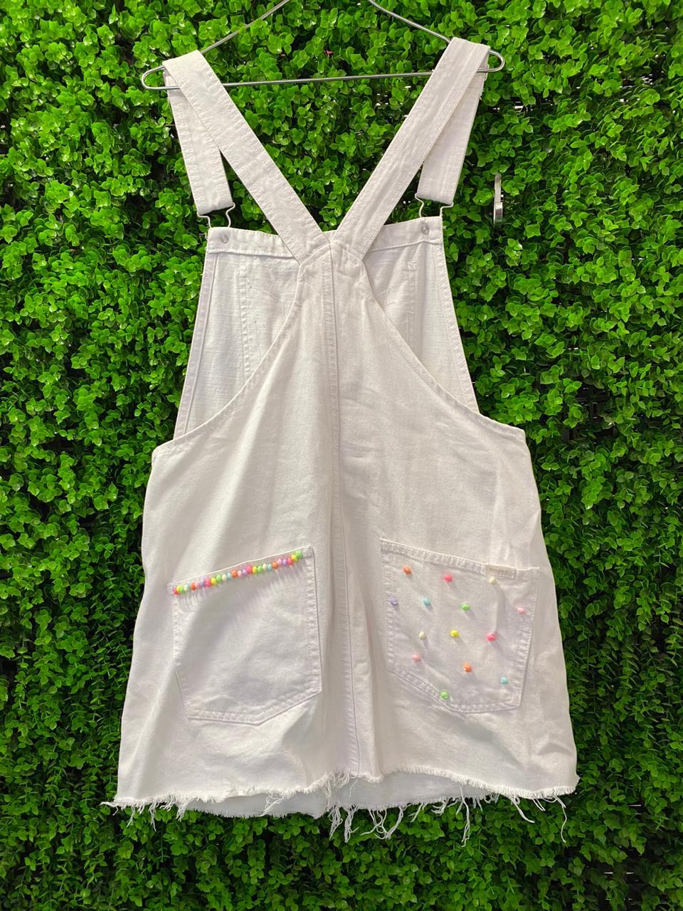 One-of-a-Kind Labubu Embellished Denim Pinafore Dress