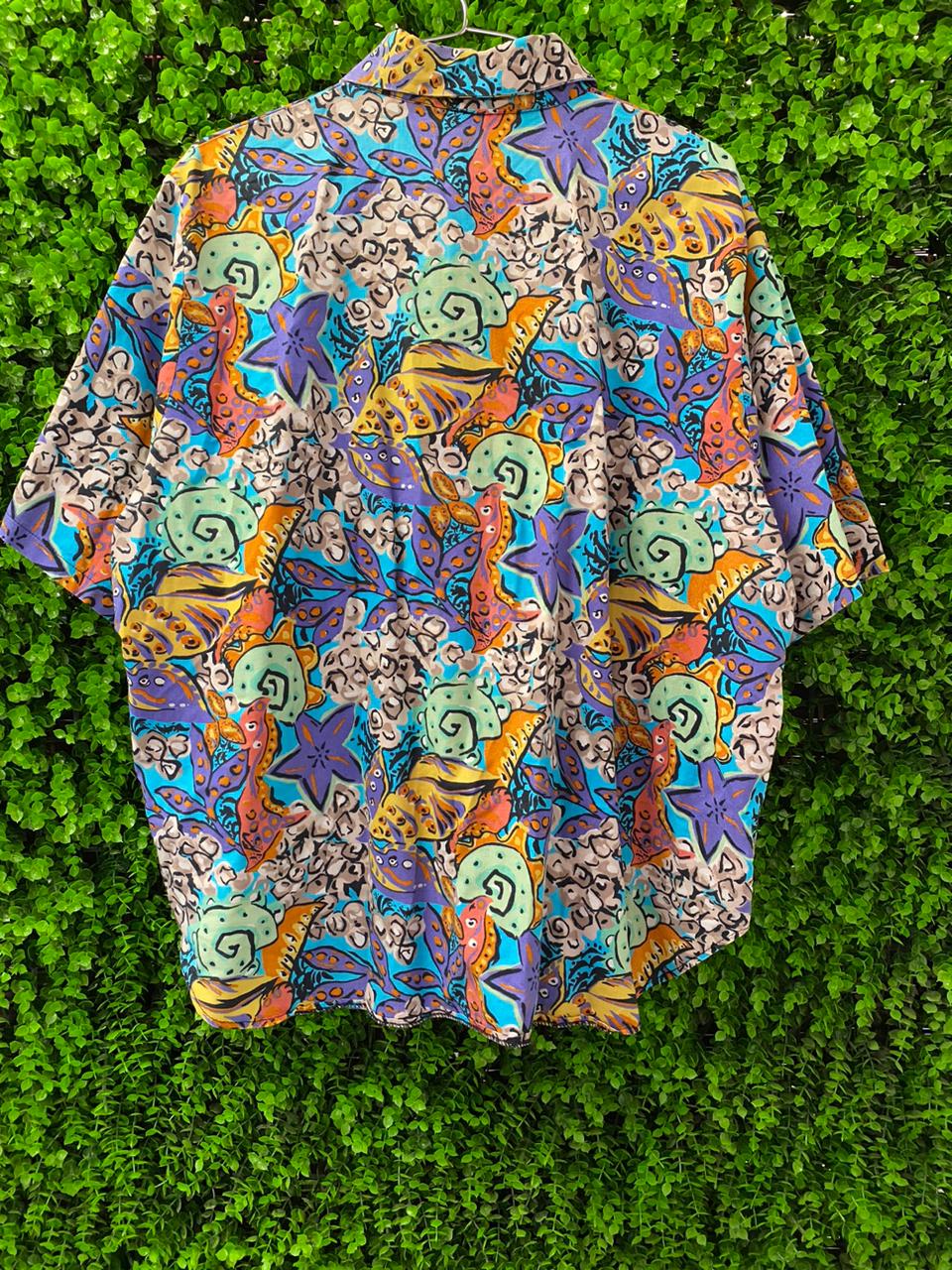Abstract Tropical Print Short-Sleeve Shirt