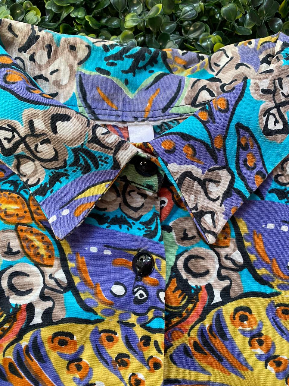 Abstract Tropical Print Short-Sleeve Shirt