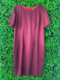 Merien Hall Burgundy Satin-Effect Midi Dress