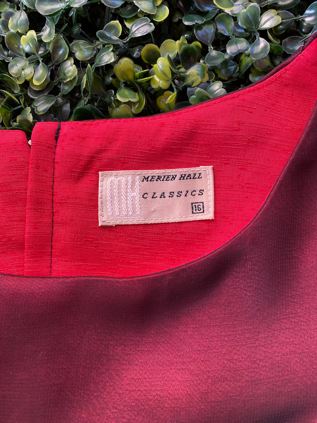 Merien Hall Burgundy Satin-Effect Midi Dress
